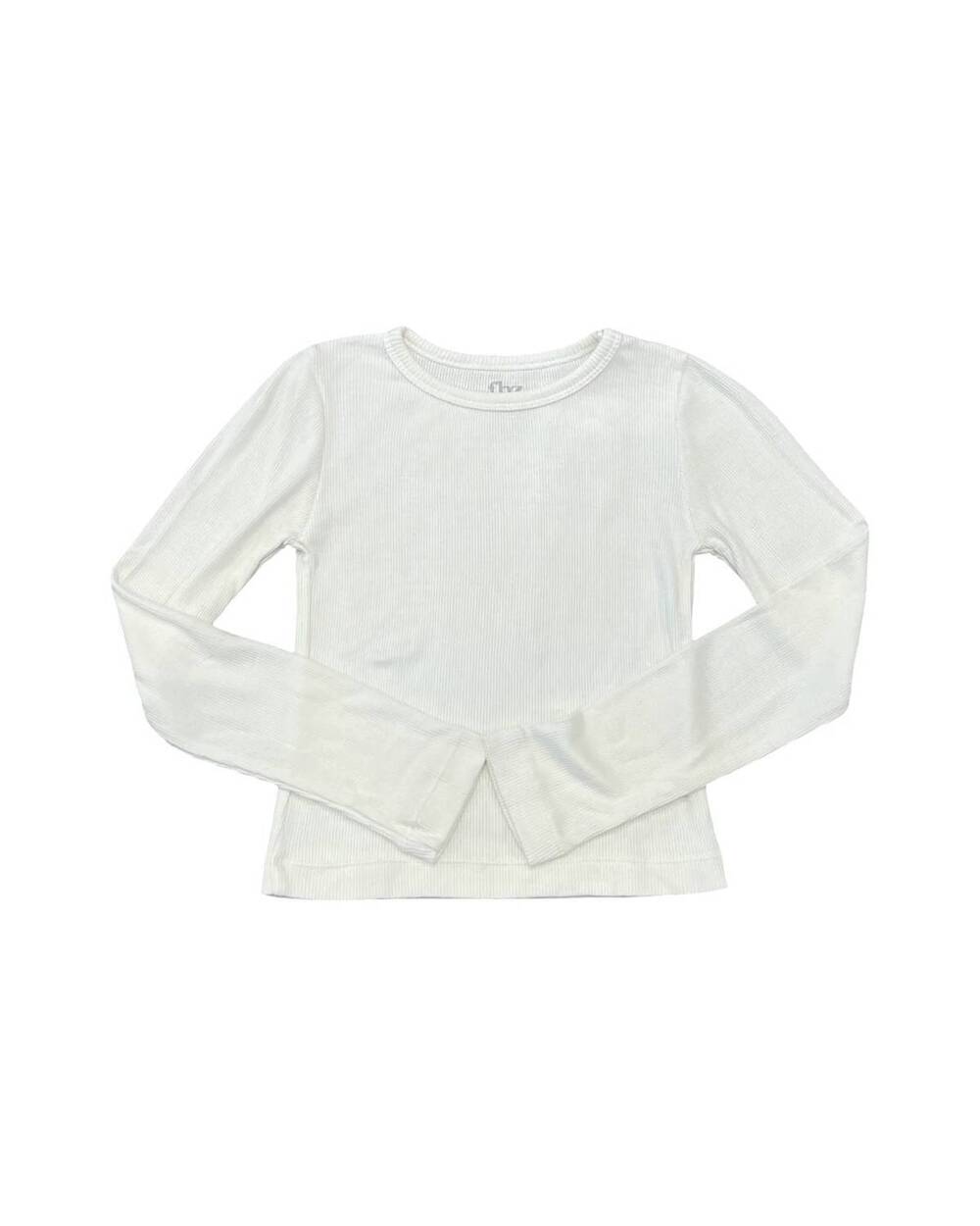 NEW FLOWERS BY ZOE girls solid ribbed long sleeve tee in white